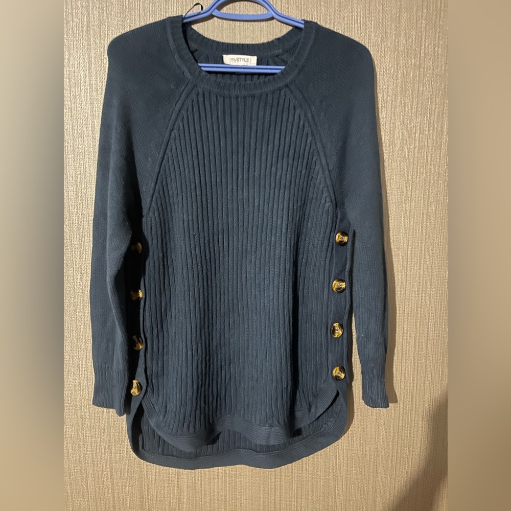 My Style Navy Blue  Knit Sweater Size Small